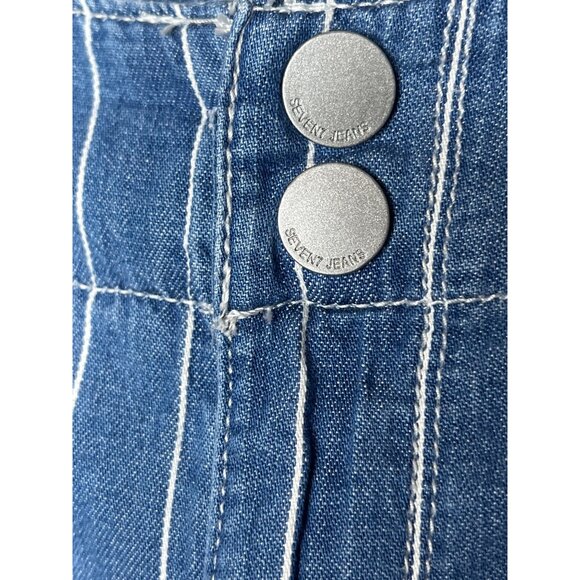 Seven7 Wide Leg Chambray Stripe Jeans Women’s Size 12 High Rise Casual - Picture 5 of 8